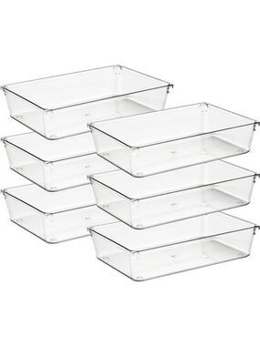 Clear Drawer Organizer Bins Set for Makeup Jewelry Office Kitchen Storage